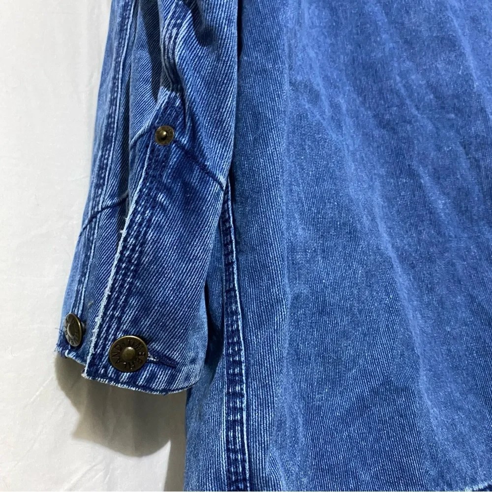 Timberland Chore Jacket Coat Denim M L XL XXL Chest 54” Blue Utility Oversized - Picture 7 of 16